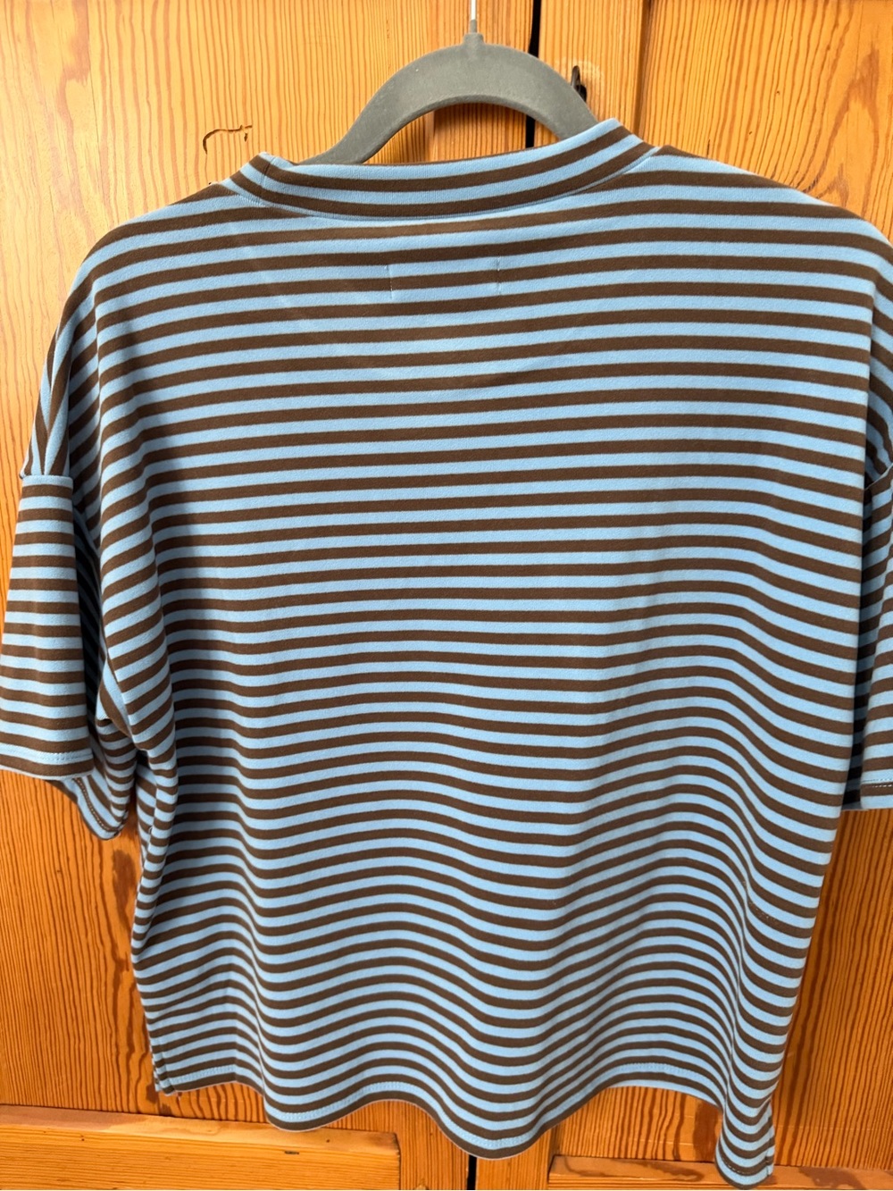TALULAH super soft Striped Tee in Light Blue and Brown - Picture 2 of 3